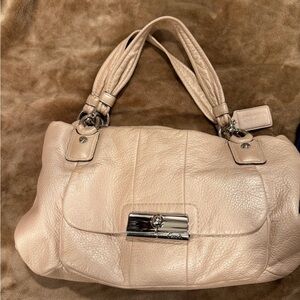 Coach Pebbled Leather Shoulder Bag — Light Taupe